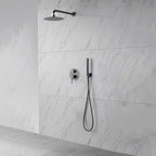 Concealed Rainfall Shower Mixer Tap Set Wall Dual Head Modern Bathroom Bath Unit