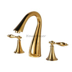 Gold Brass bathroom basin mixer tap dual handle control additional view