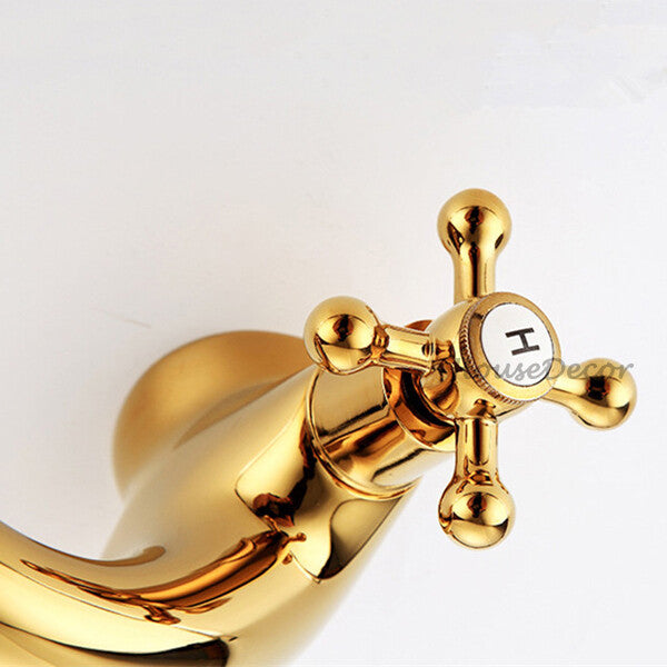 Gold bath shower mixer tap dual handle control additional view