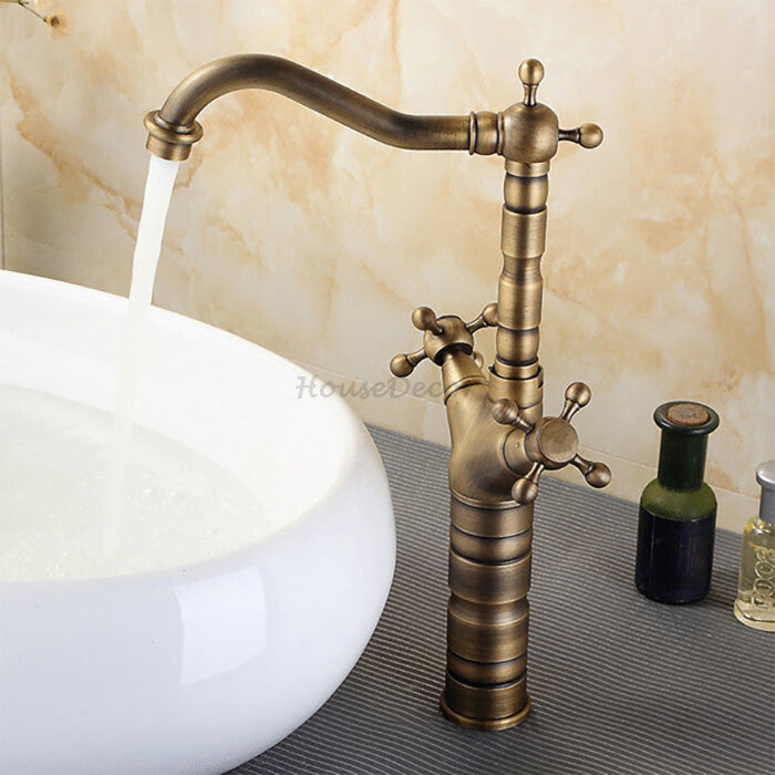 Antique Brass bath shower mixer tap swivel spout main view
