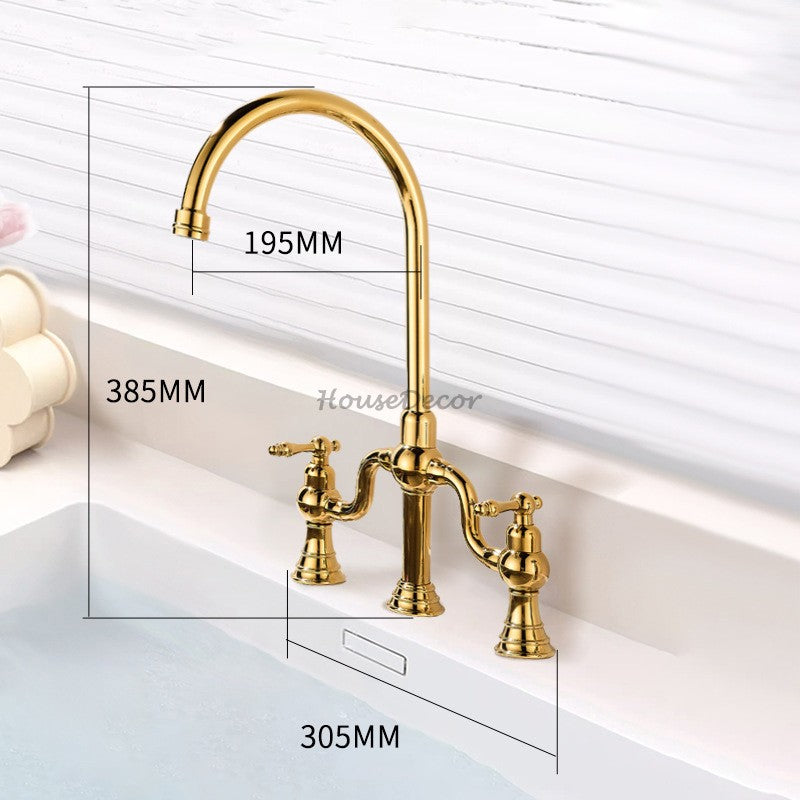 Modern kitchen sink mixer tap dual handle control additional view
