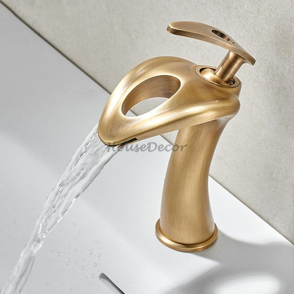 Antique Brass bath shower mixer tap waterfall spout additional view