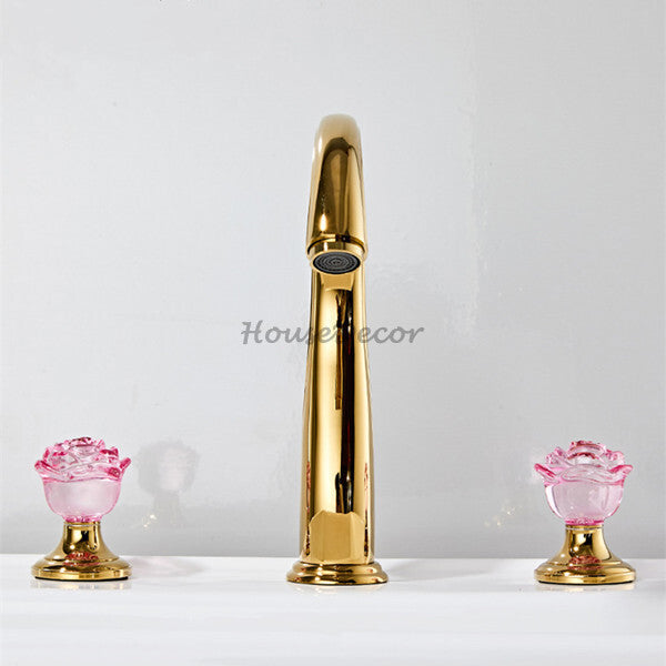 Brass bathroom basin mixer tap 3 hole installation additional view