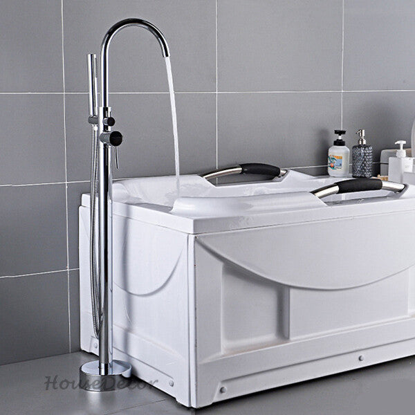 Modern bath shower mixer tap handheld shower set detail view