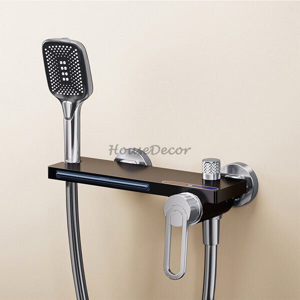 Brass bath shower mixer tap waterfall spout detail view