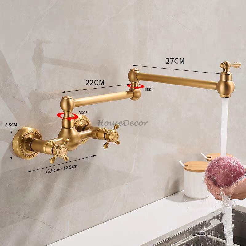 Brass kitchen sink mixer tap swivel spout detail view