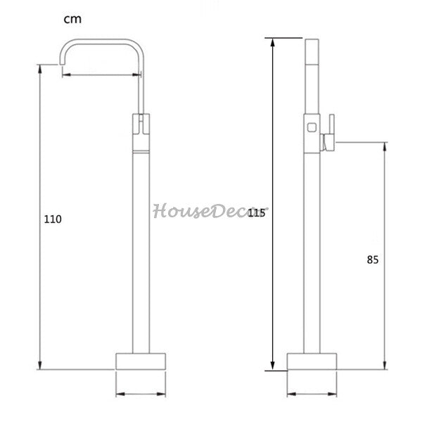 Black bath shower mixer tap floor mounted design additional view
