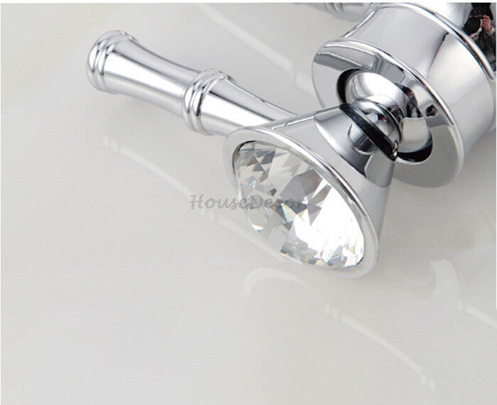 Chrome bath shower mixer tap swivel spout detail view