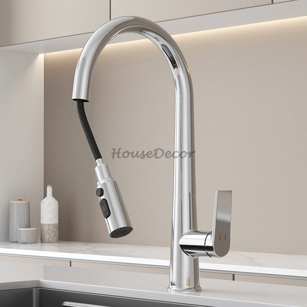 Modern kitchen sink mixer tap pull out spray additional view