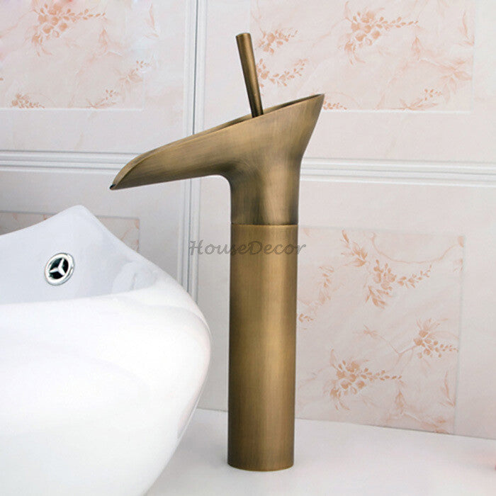 Modern bath shower mixer tap waterfall spout detail view