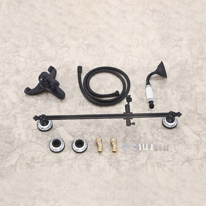 Black Brass bath shower mixer tap wall mounted design additional view