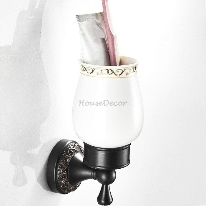 Black Brass toothbrush holder detailed product view main view