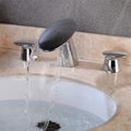 Modern bath shower mixer tap waterfall spout detail view