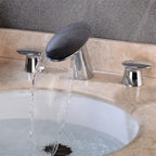 Modern bath shower mixer tap waterfall spout detail view