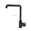 Modern Brass kitchen sink mixer tap swivel spout detail view