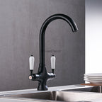 Modern Ceramic kitchen sink mixer tap swivel spout detail view