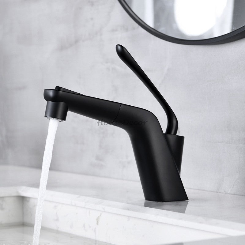 Modern bath shower mixer tap pull out spray detail view
