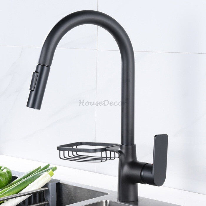 Gold bath shower mixer tap pull out spray detail view