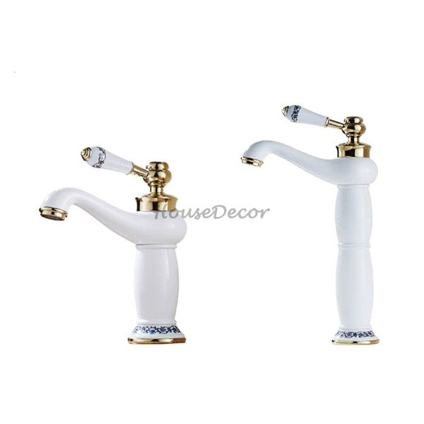 Gold Ceramic bath shower mixer tap single lever control main view