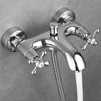 Modern Brass bath shower mixer tap dual handle control detail view