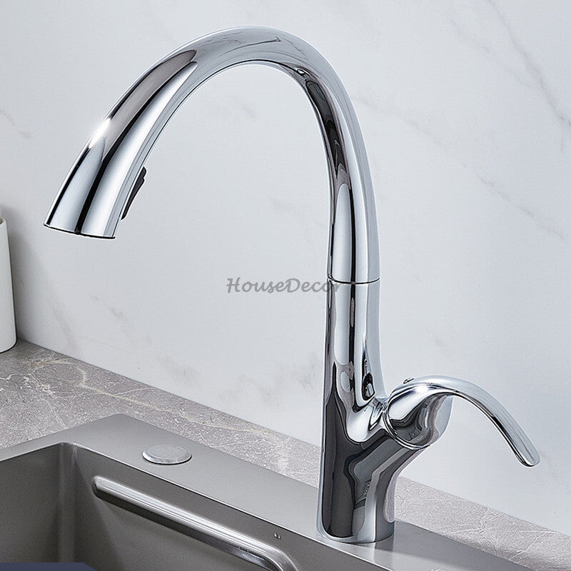 Modern bath shower mixer tap pull out spray detail view
