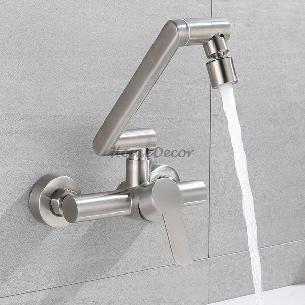 Modern kitchen sink mixer tap swivel spout detail view