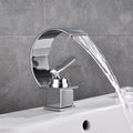 Modern bath shower mixer tap waterfall spout detail view