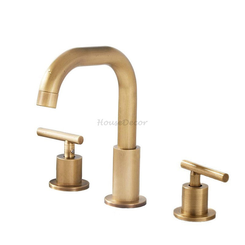 Antique Brass bath shower mixer tap dual handle control additional view