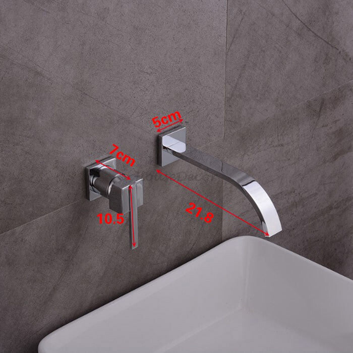 Modern bath shower mixer tap waterfall spout detail view