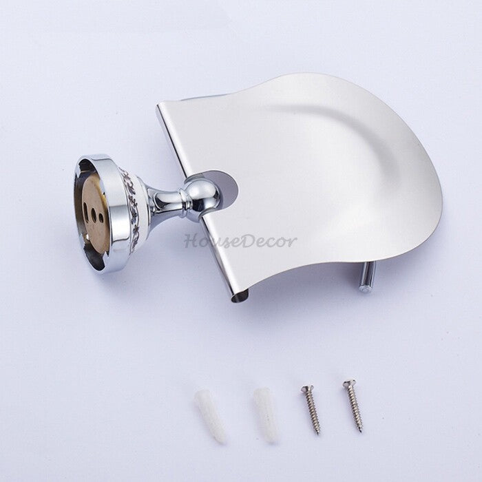 Chrome Ceramic toilet paper holder wall mounted design detail view