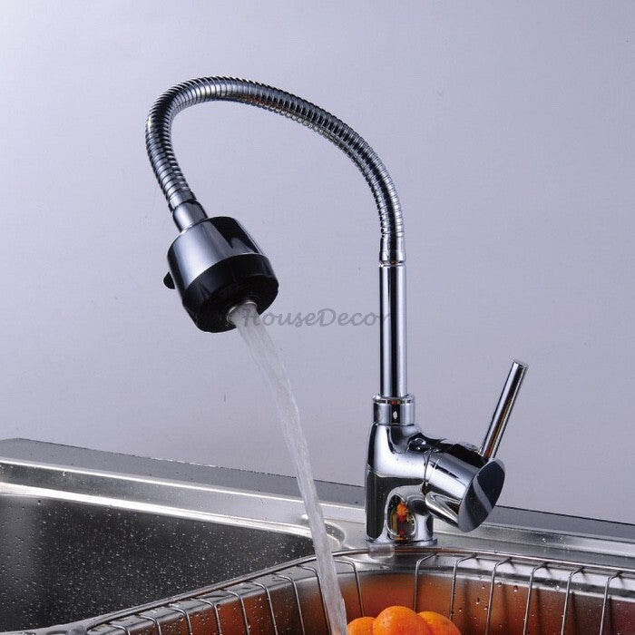 Chrome kitchen sink mixer tap swivel spout main view