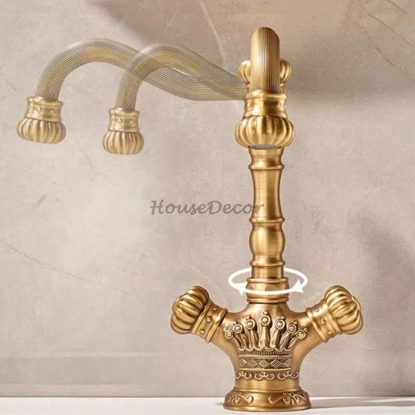 Antique Brass bath shower mixer tap swivel spout additional view