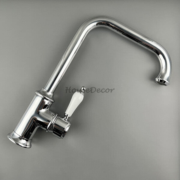 Chrome Ceramic kitchen sink mixer tap swivel spout detail view