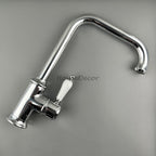 Chrome Ceramic kitchen sink mixer tap swivel spout detail view