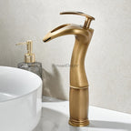Antique Brass bath shower mixer tap waterfall spout detail view