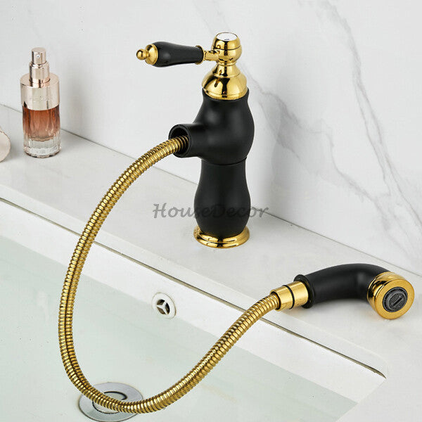 Black bath shower mixer tap pull out spray additional view