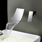 Modern Brass bath shower mixer tap waterfall spout detail view