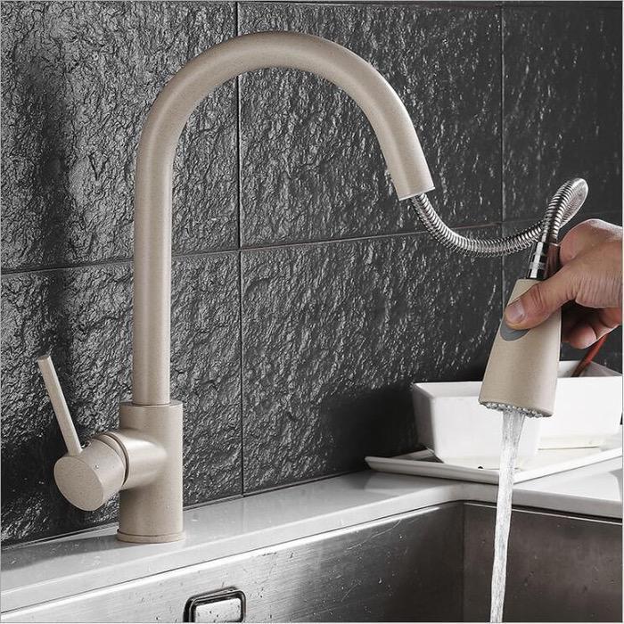 Modern bath shower mixer tap pull out spray main view