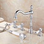 Chrome bath shower mixer tap deck mounted design detail view
