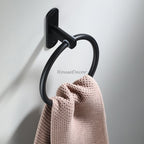 Matte Black towel ring wall mounted design detail view