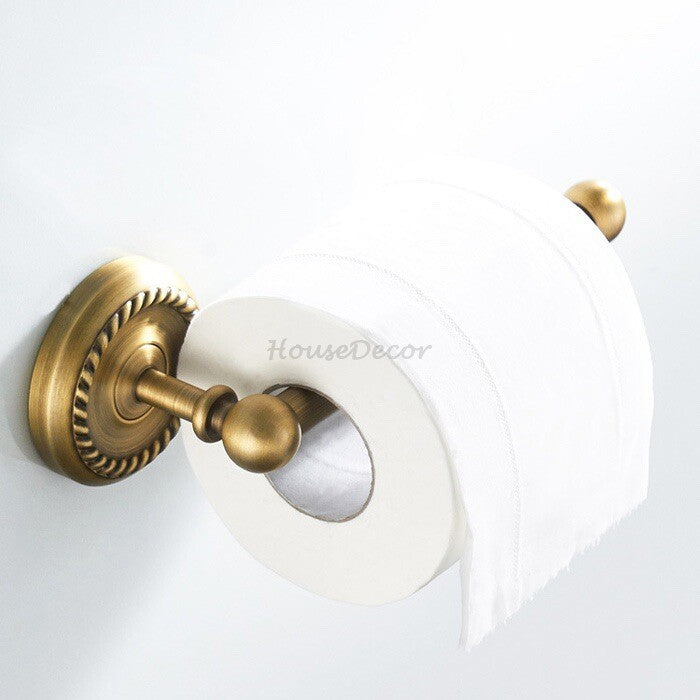 Antique Brass toilet paper holder detailed product view detail view