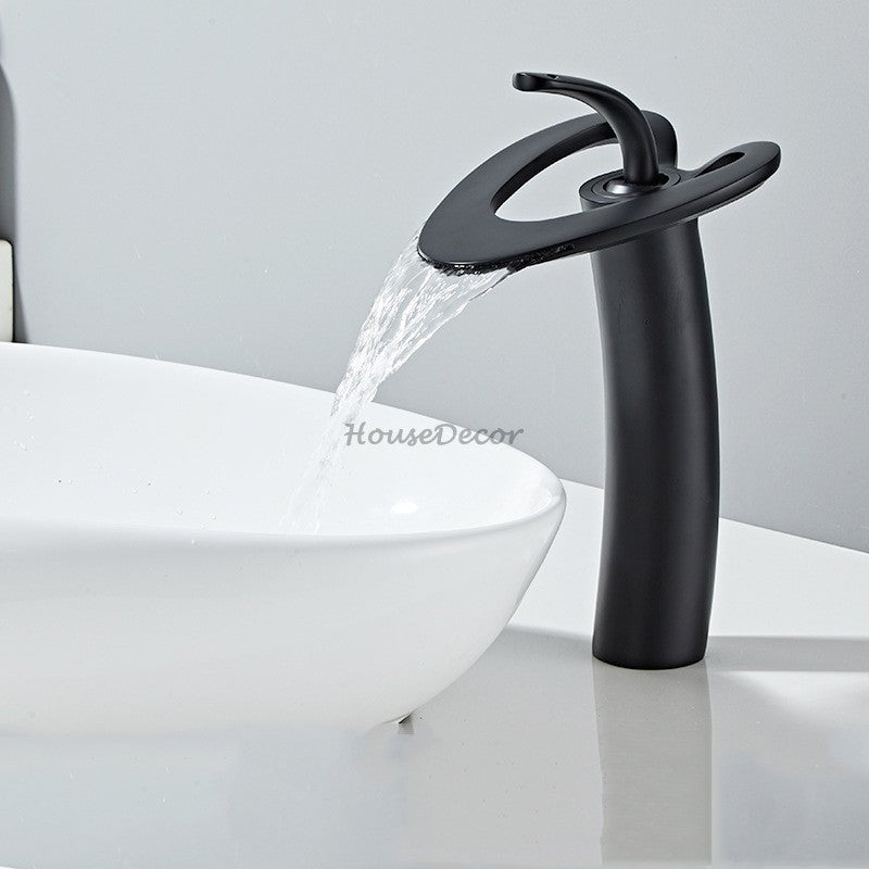 Modern bath shower mixer tap waterfall spout detail view