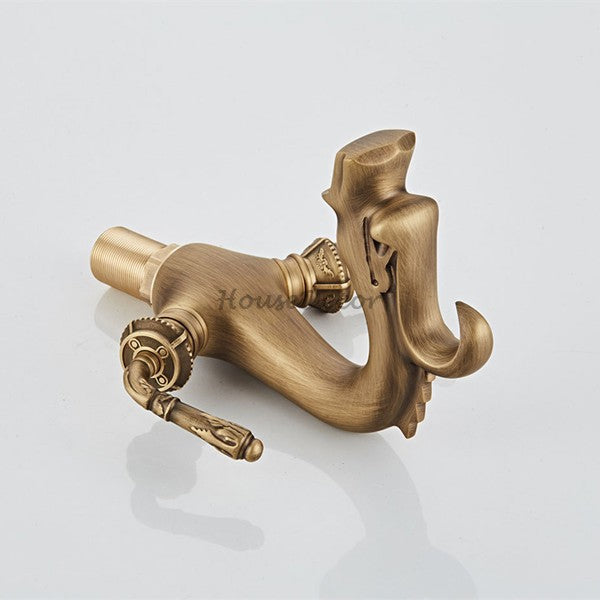 Modern bath shower mixer tap dual handle control detail view