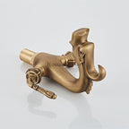 Modern bath shower mixer tap dual handle control detail view