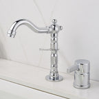Gold bath shower mixer tap deck mounted design detail view