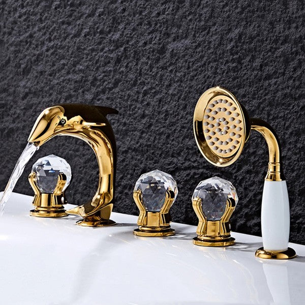 Gold bath shower mixer tap detailed product view detail view