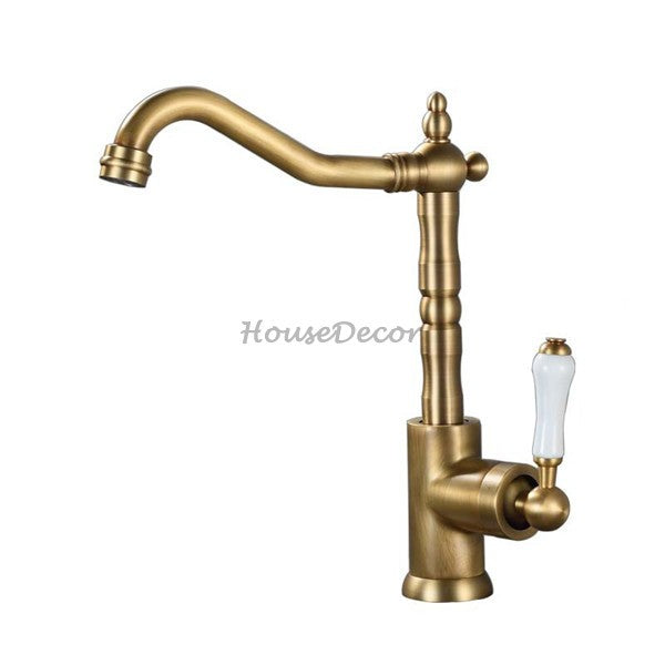 Antique Brass kitchen sink mixer tap swivel spout main view