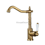Antique Brass kitchen sink mixer tap swivel spout main view