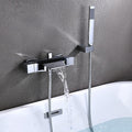 Modern bath shower mixer tap waterfall spout detail view