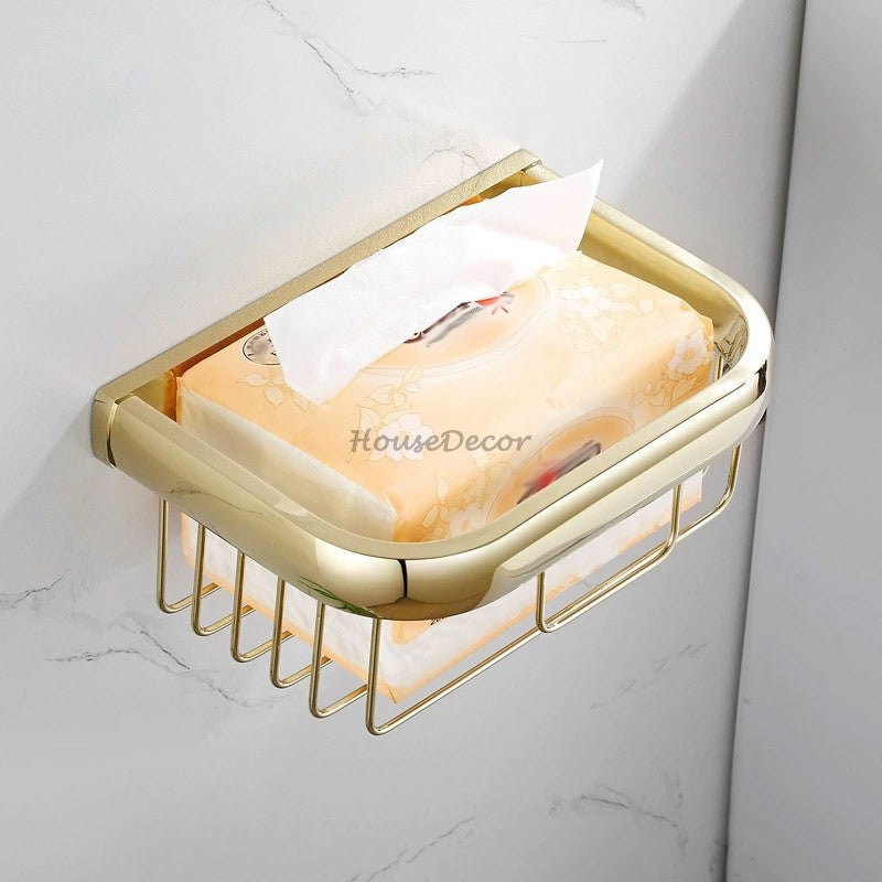 Gold toilet brush holder detailed product view additional view